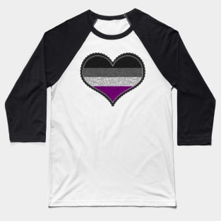 Elegant Asexual Pride Decorative Heart in Pride Flag Colors Baseball T-Shirt